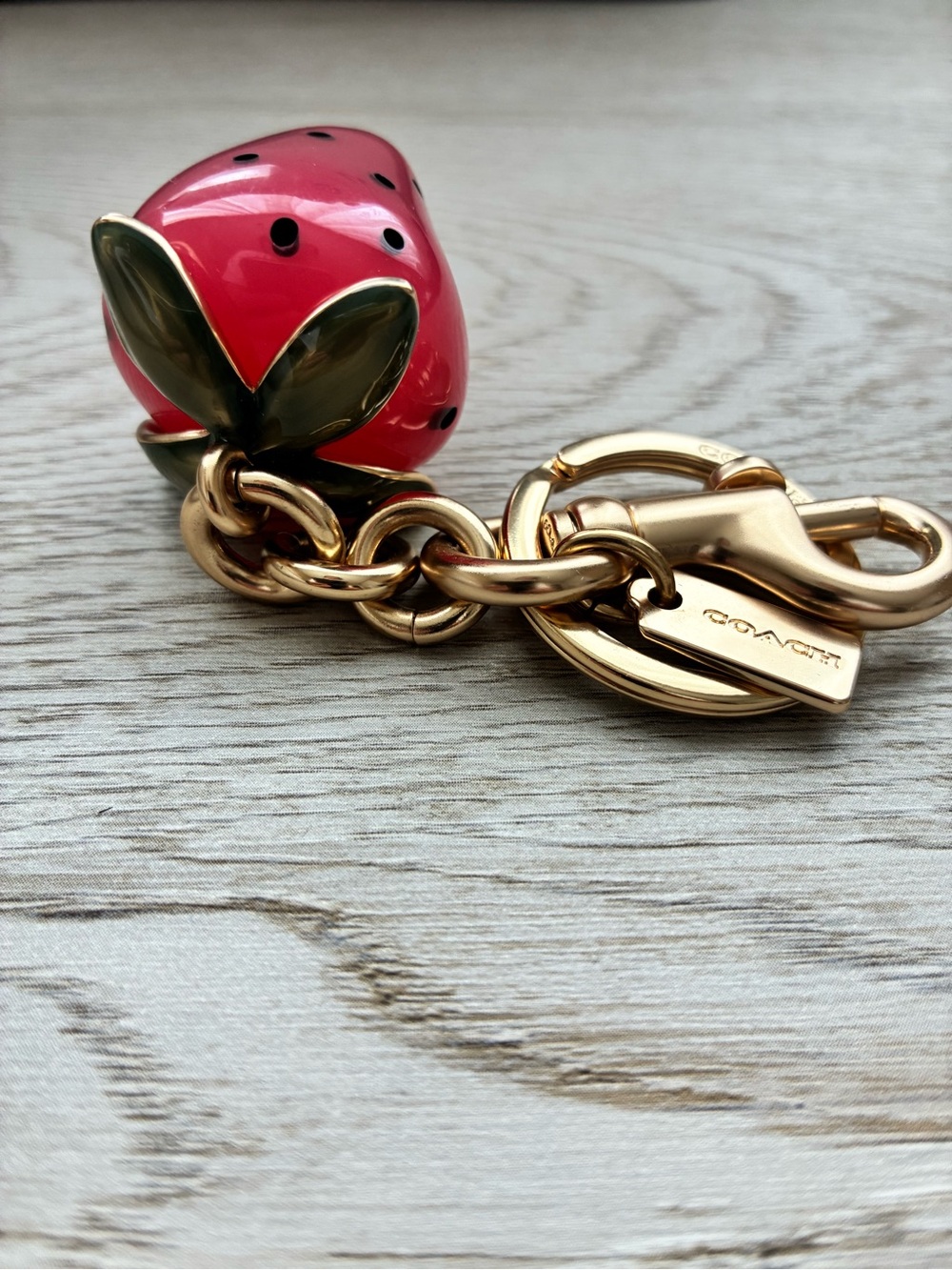Coach X Observed By Us Strawberry Resin Gold Bag Charm - Picture 5 of 5
